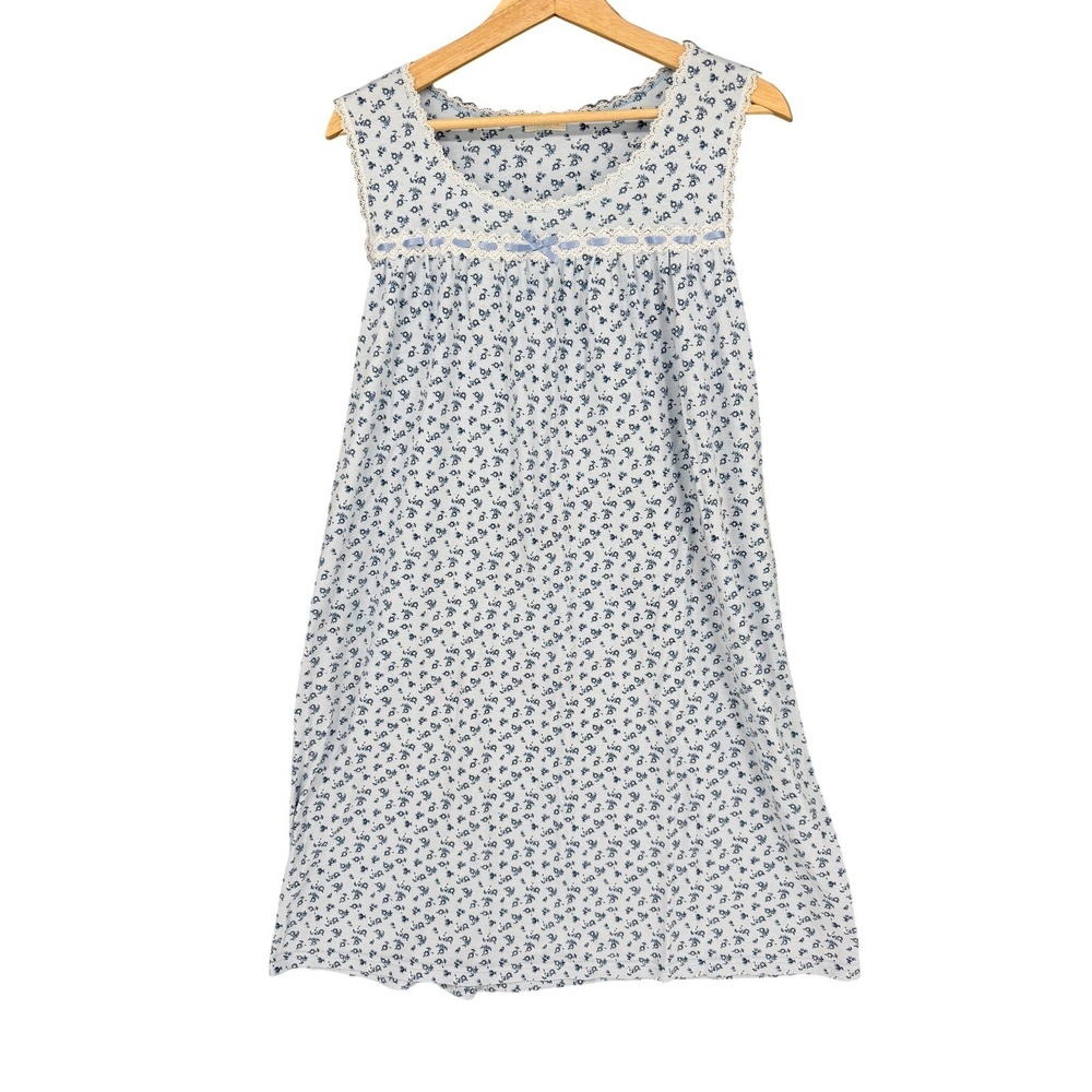 SimplyBasic Women's Light Blue Floral Sleeveless Nightgown Sleepwear Robe Size M